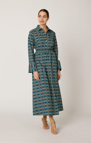 Nina Ankle Dress - Santo Stripe Print