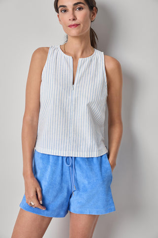 Sleeveless Zip Top - Capri Stripe