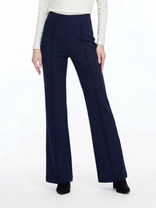 Front Seaming Ponte Knit Pant - Navy