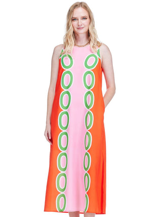 Column Midi Dress- Red Links