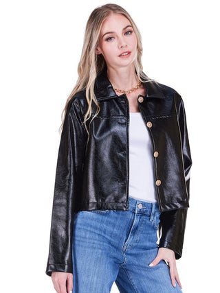 Vegan Leather Jacket - Black