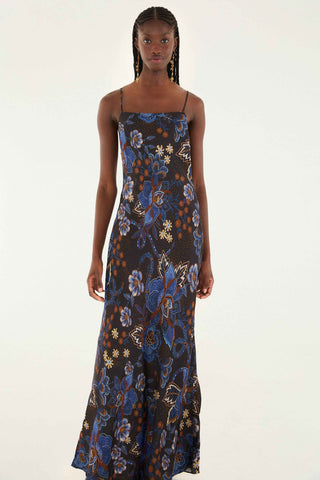 Snakes Bouquet Slip Maxi - Black