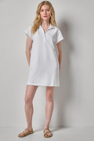 Textured Terry Shirttail Midi Dress - White