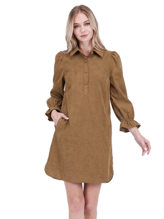 Placket Collar Dress - Taupe