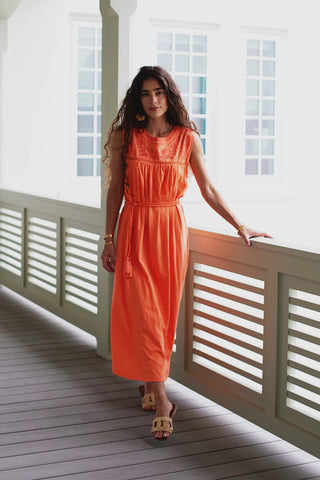 Amy Dress - Embroidery Coral Rose