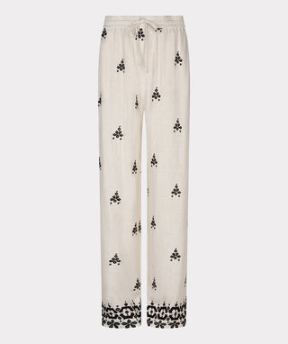 Trousers with Embroidery - Natural