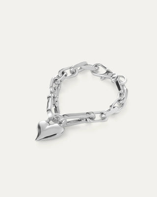 Padlock Heart Chain Bracelet - High Polish Silver