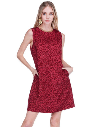 Sleeveless Shift Dress - Cheetah Brocade