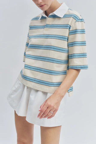 Frankie Top - White/Light Blue Stripe