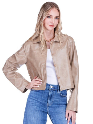 Vegan Leather Jacket - Taupe