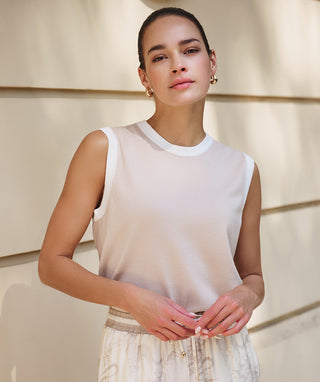 Sleeveless Top Rib Knit - Sand