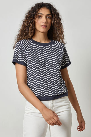 Wave Stitch Sweater - Navy Wave