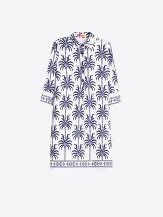 Palm Print Dress - Blue