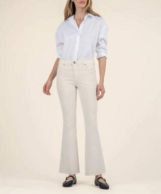 Stella High Rise Flare with Raw Hem - Ecru