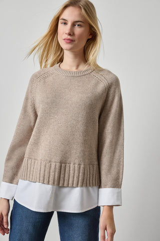 Mixed Media Crewneck Sweater - Birch