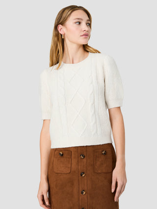 Wesley Knit Puff Sleeve Cable Top