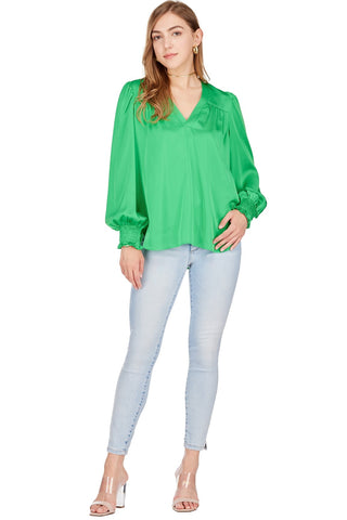 V-Neck Blouse - Green
