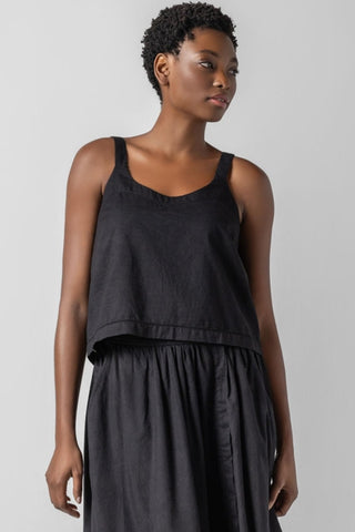 Button Back Tank - Black