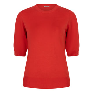 Sweater Short Sleeve Knit - Chili Red