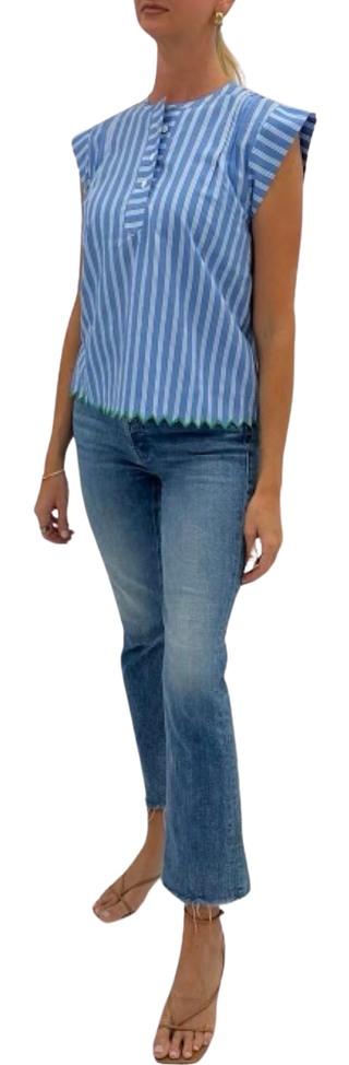 Will Top - Blue Stripe/Green Trim