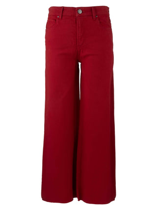 Meg High Rise Fab Ab Wide Leg Raw Hem-Ruby Red