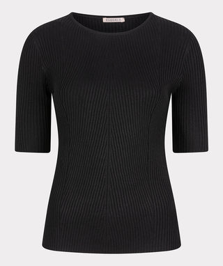 Rib Neck Sweater - Black