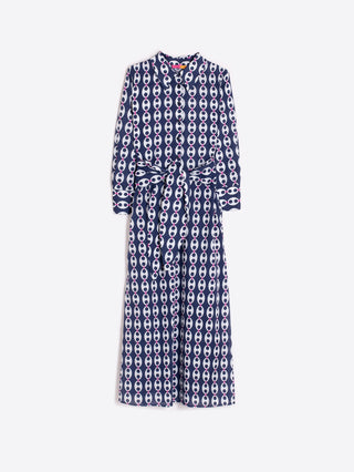 Navy Chain Print Shirt Dress