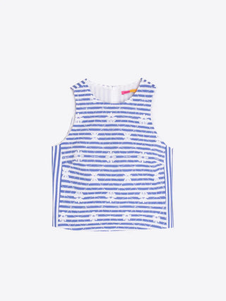 Striped Embroidered Floral Top - Blue