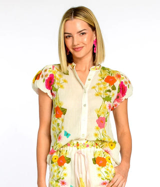Short Sleeve Emily Top - Wildflower Ivory