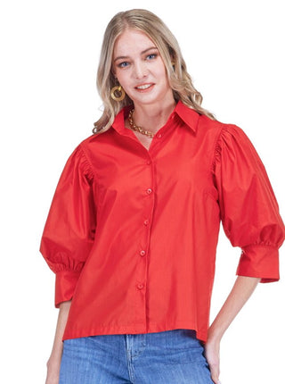 Puff Sleeve Shirt - Red