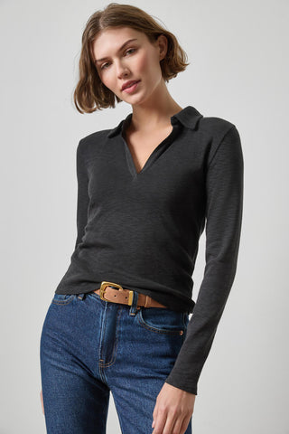 Long Sleeve Polo Neck - Black