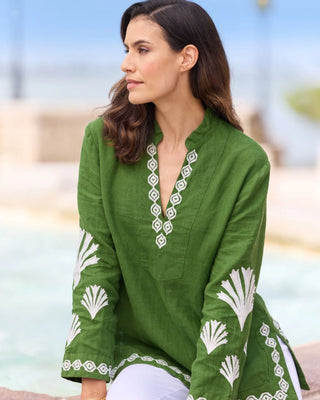 Elyce Linen - Garden Green White