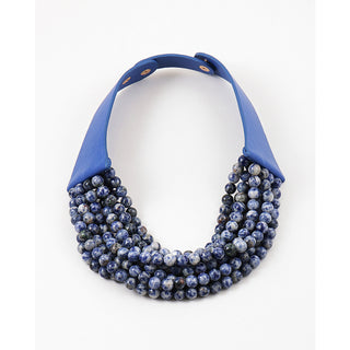 Natural Stone Beads Statement Necklace Lapis