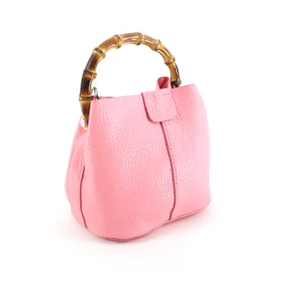 Bamboo Top Handle Crossbody Bag - Pink