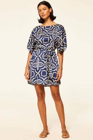 Aleka Dress - Blue Mosaic Tile Mix