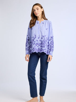 Florian Top - Periwinkle Embroidery
