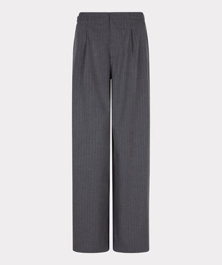 Trouser Wide Pinstripe - Grey Melange