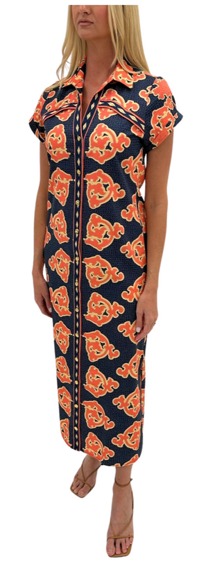 Iva Midi - Navy/Coral