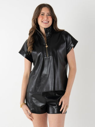 Poppy Pullover - Black Vegan Leather