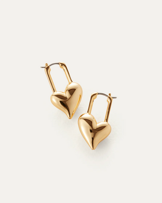 Padlock Heart Earrings - High Polish Gold