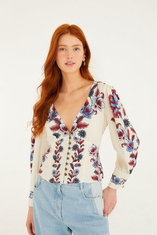 Malu Winter White Short Sleeve Blouse