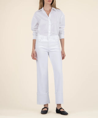 Charlotte High Rise Fab AB Wide Leg Roll Up - Optic White