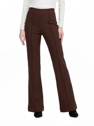 Front Seaming Ponte Knit Pant - Brown