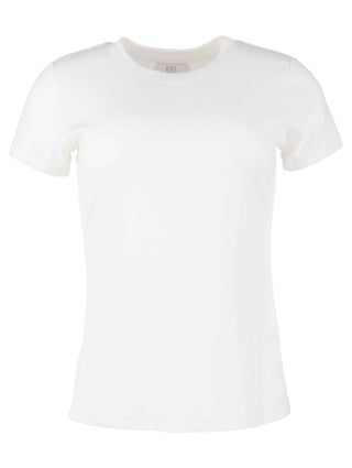 Langley Short Sleeve Rib Top - White