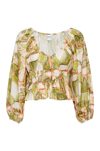 Halia Top - Chartreuse Abstract