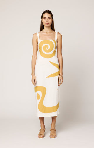 Brie Midi Dress - Ivory Ochre